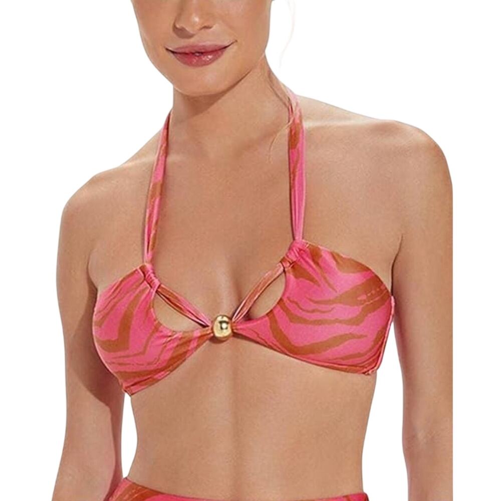 Vix Diani Brenda Bikini Pink Red Top with metal detail Size XL